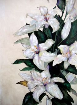 lilies, oil on canvas, 50x150cm